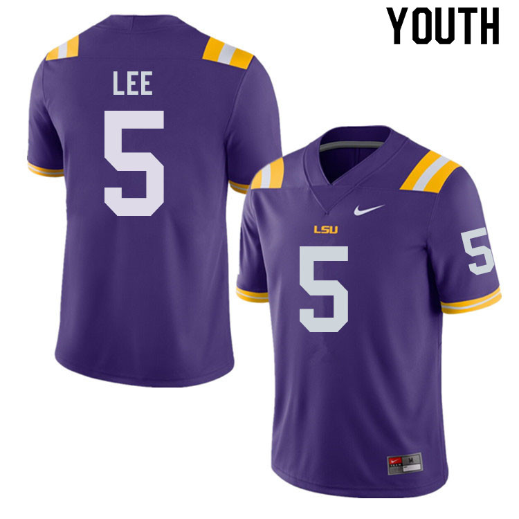 Youth #5 Devonta Lee LSU Tigers College Football Jerseys Sale-Purple